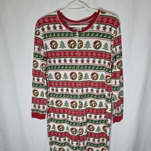 Buc-ee's Christmas Union Suit Pajamas‎ M Women's Zip Front Waffle Knit Flapjack
